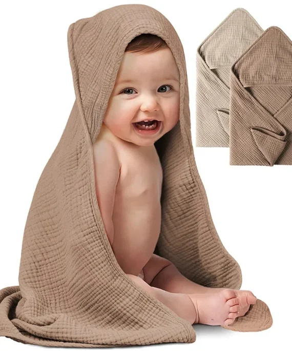 1PC Hooded Baby Towels for Newborn Muslin Organic Cotton Baby Bath Towel Soft Absorbent Towels for Boys Girls