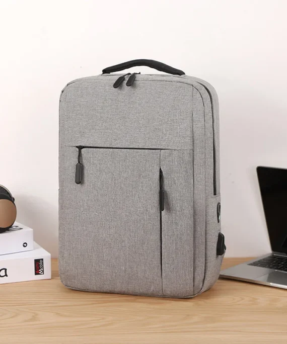 Unisex Business Casual Laptop Backpack with USB Interface Nylon Material Double Shoulder Backpack Lightweight Backpack